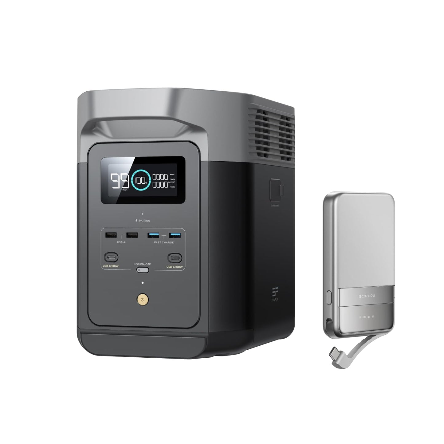 EF ECOFLOW DELTA 2 1024 Wh Portable Power Station with XT60i Cable, Solar Generator with LiFeP04, Expandable Capacity up to 3 kWh, Quick Charge from 0–80% in 50 min, Generator for Camping/Home