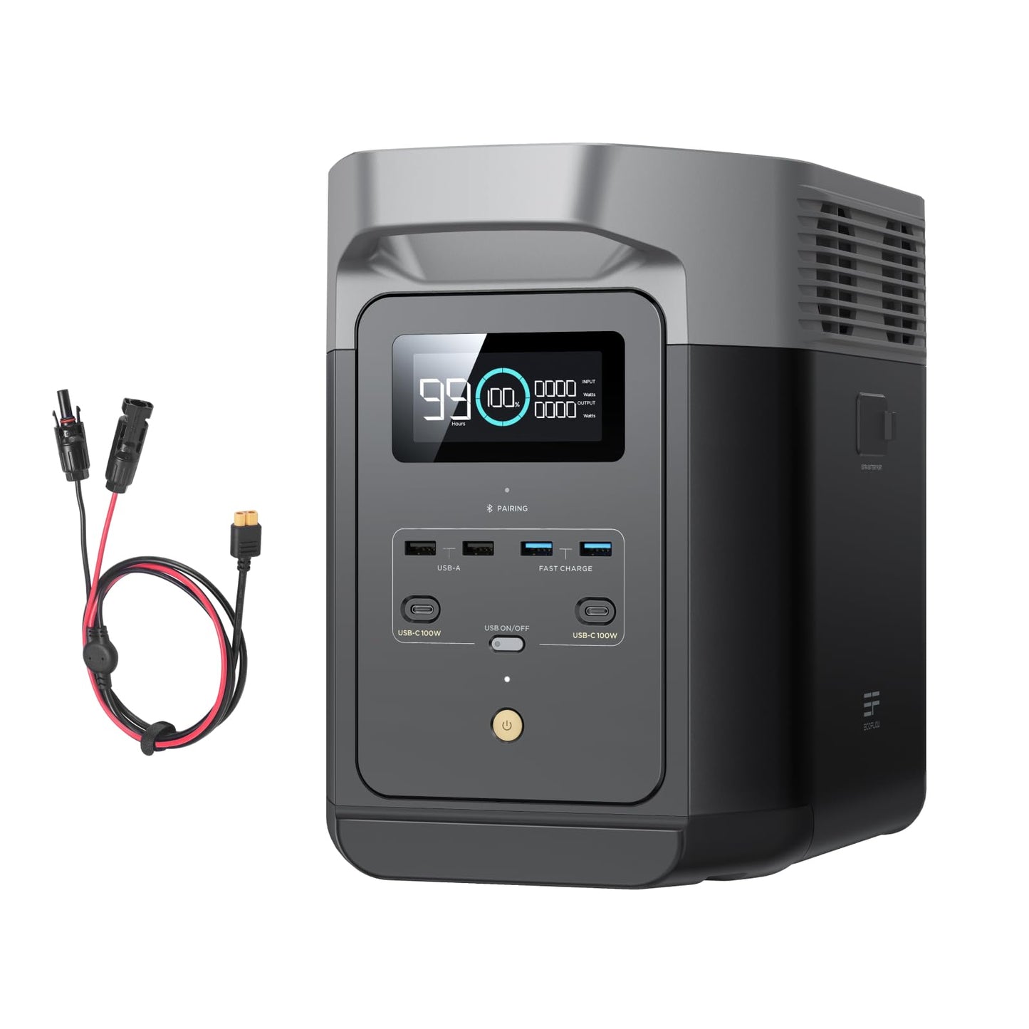 EF ECOFLOW DELTA 2 1024 Wh Portable Power Station with XT60i Cable, Solar Generator with LiFeP04, Expandable Capacity up to 3 kWh, Quick Charge from 0–80% in 50 min, Generator for Camping/Home