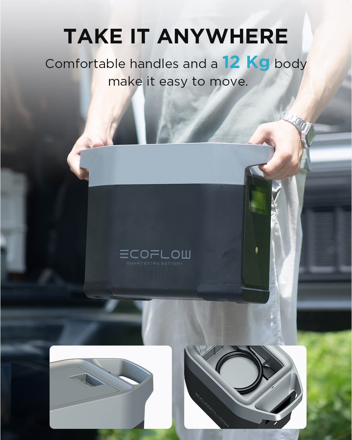 EF ECOFLOW DELTA 2 1024 Wh Portable Power Station with XT60i Cable, Solar Generator with LiFeP04, Expandable Capacity up to 3 kWh, Quick Charge from 0–80% in 50 min, Generator for Camping/Home