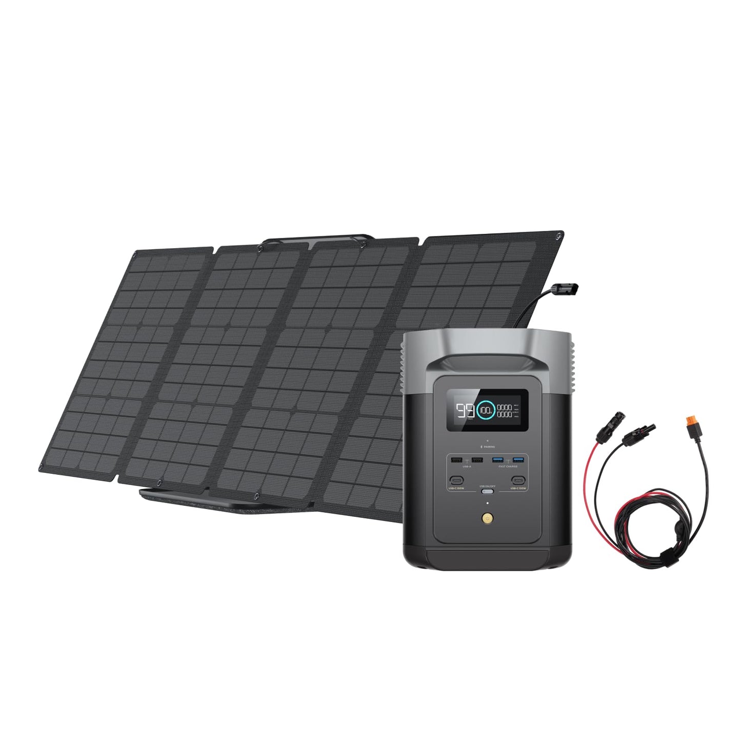 EF ECOFLOW DELTA 2 1024 Wh Portable Power Station with XT60i Cable, Solar Generator with LiFeP04, Expandable Capacity up to 3 kWh, Quick Charge from 0–80% in 50 min, Generator for Camping/Home